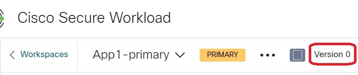 Policy version displays at top of the workspace page.