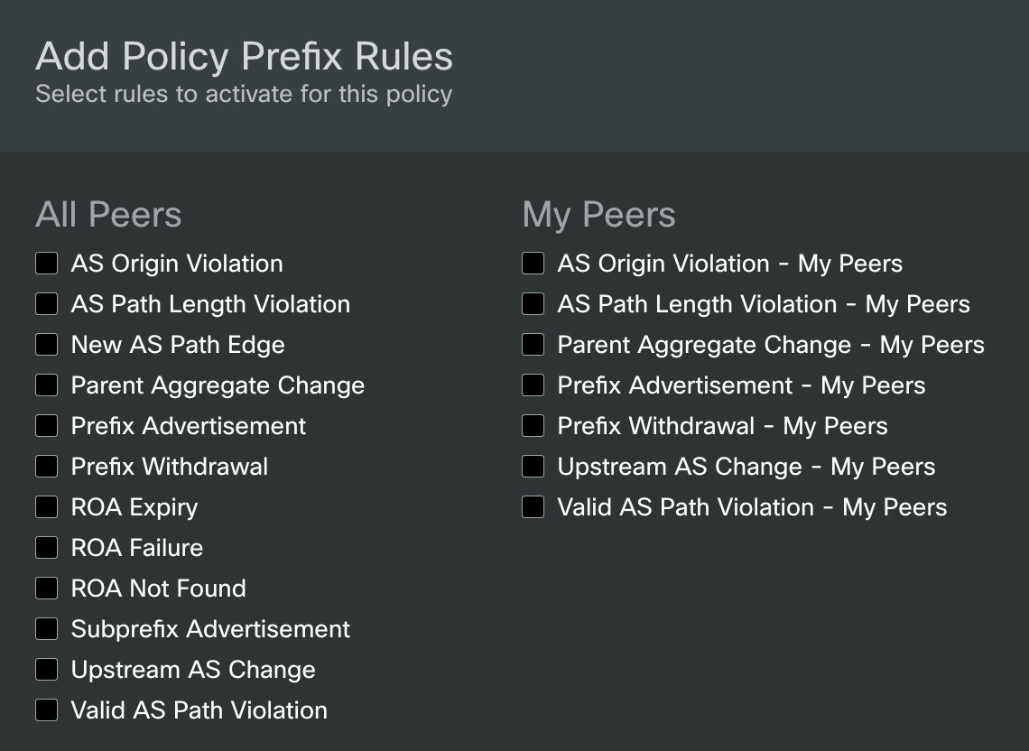 Prefix Policy Rules: All Peers and My Peers