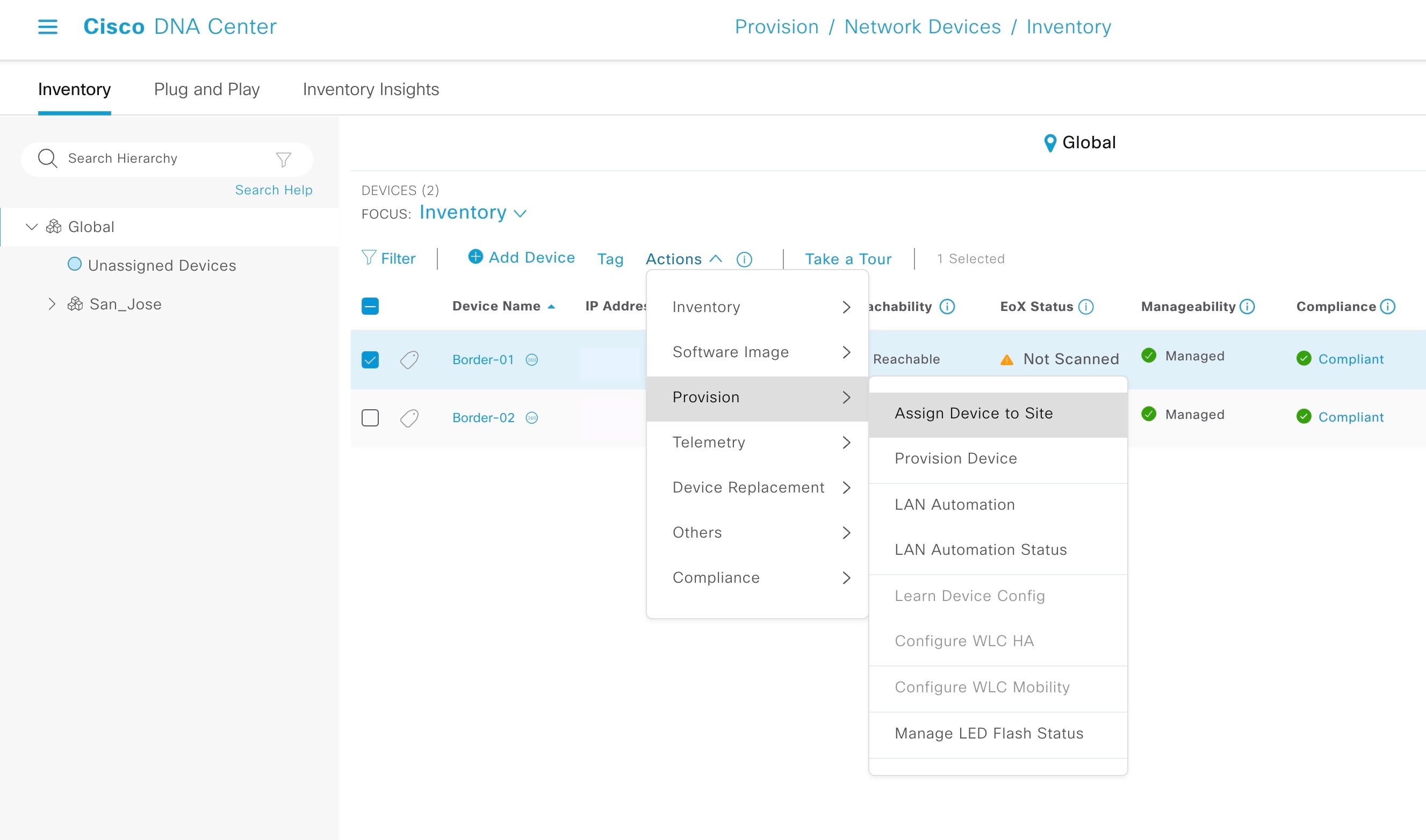 Assign Device to Site from Inventory