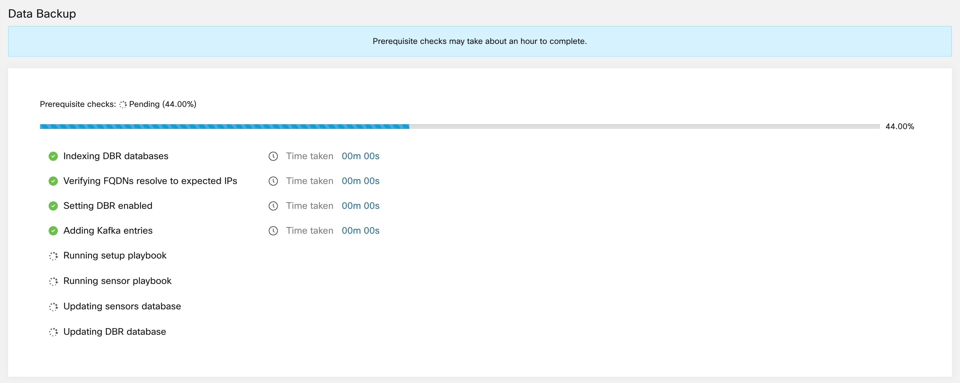 Backup Prerequisites Run