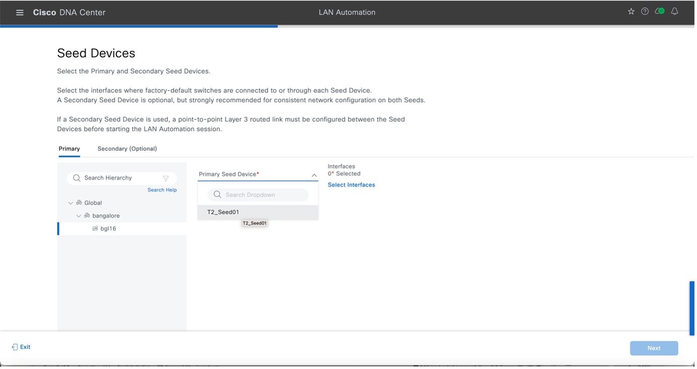 Select Seed Devices for LAN Automation