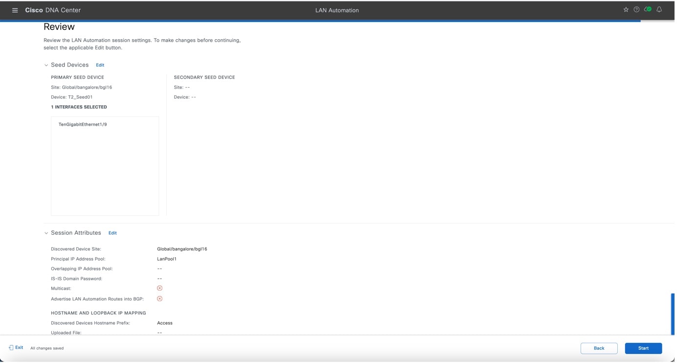 Start LAN Automation