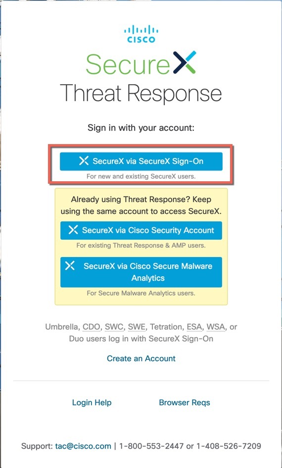 SecureX サインイン