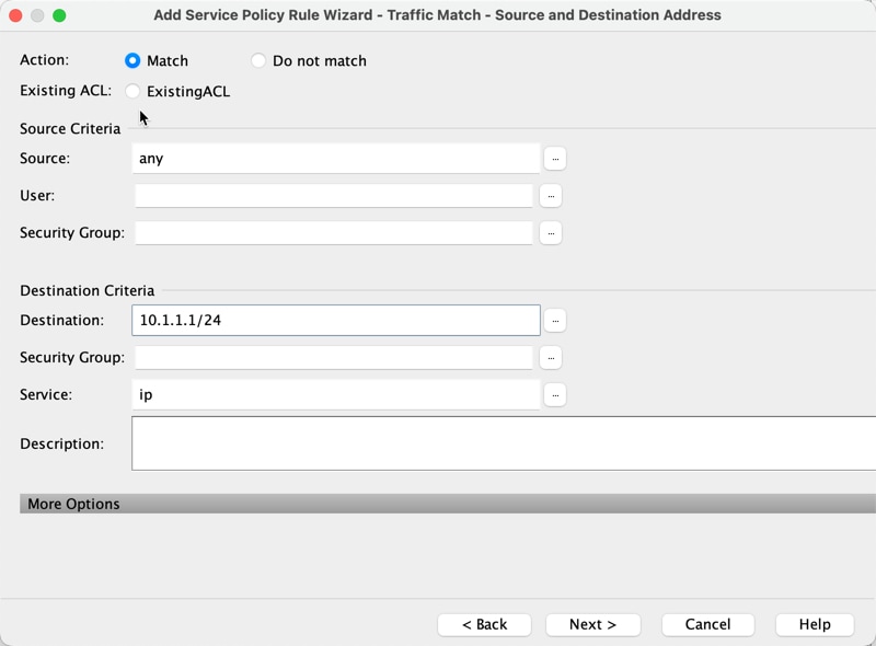 Traffic Match - Source and Destination Address