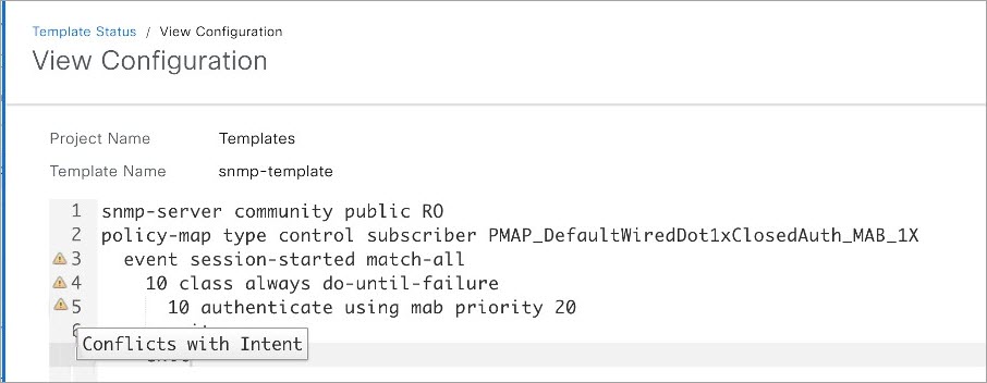 View Configuration slide-in pane with run-time conflicts