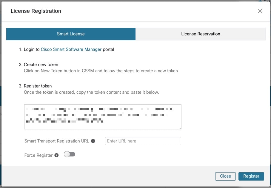 Secure Workload Smart License Registration Page