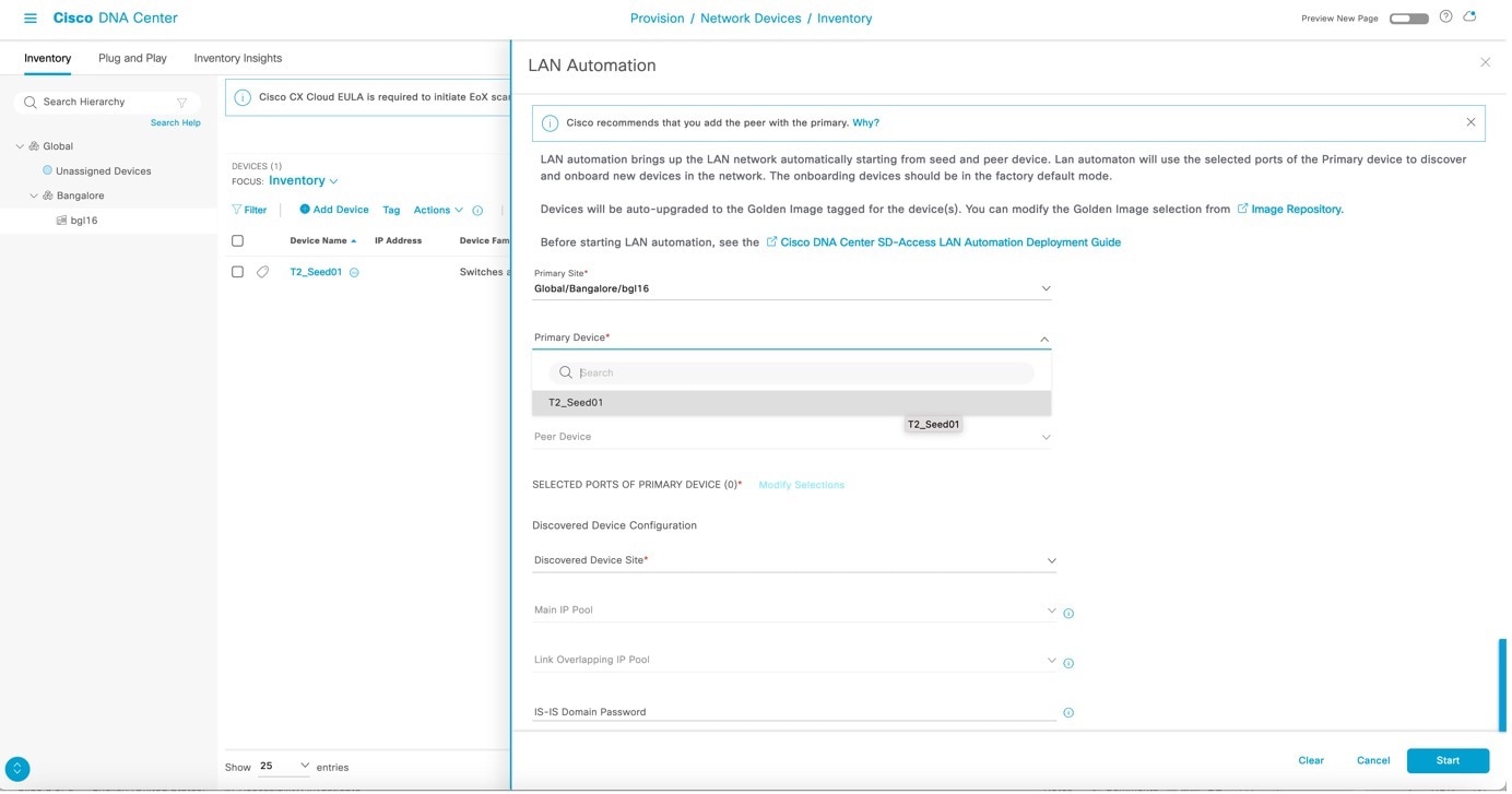 Start LAN Automation