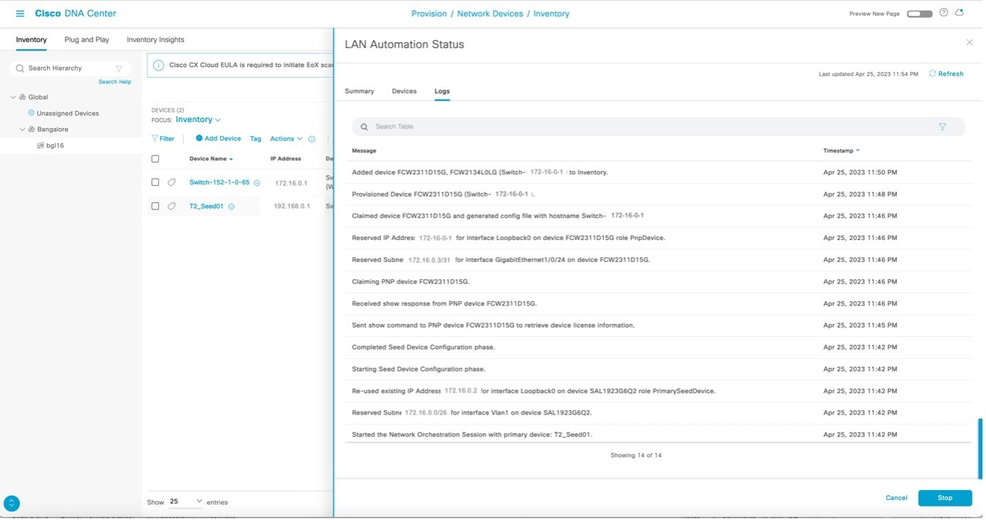 LAN Automation Logs