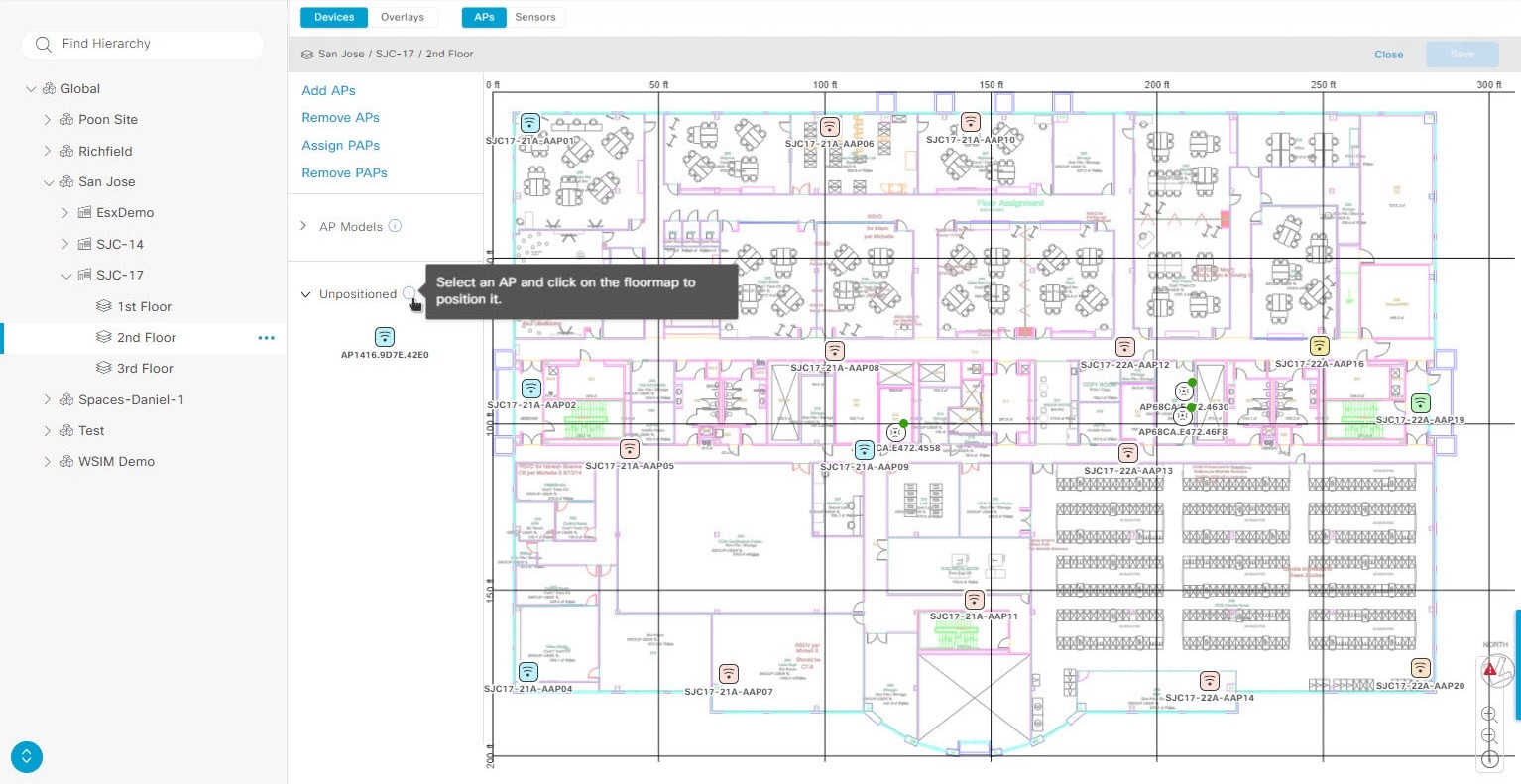 Figure 6: Unpositioned APs on a floor map