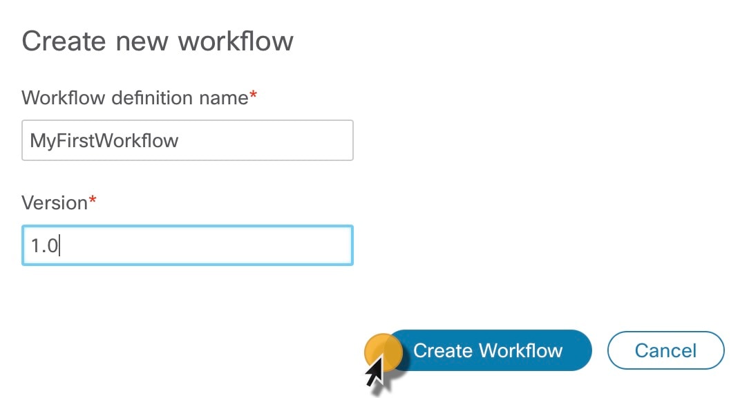 Create New Workflow modal