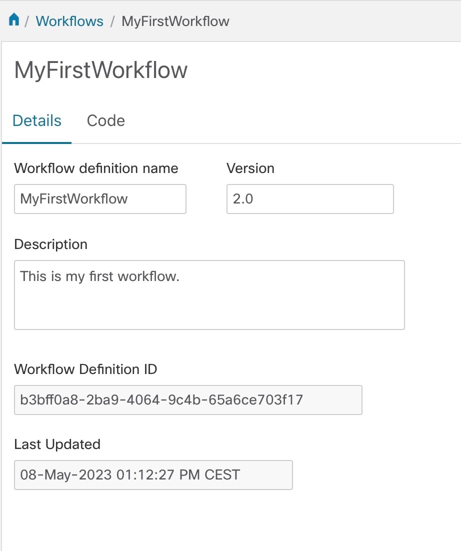 Workflow details
