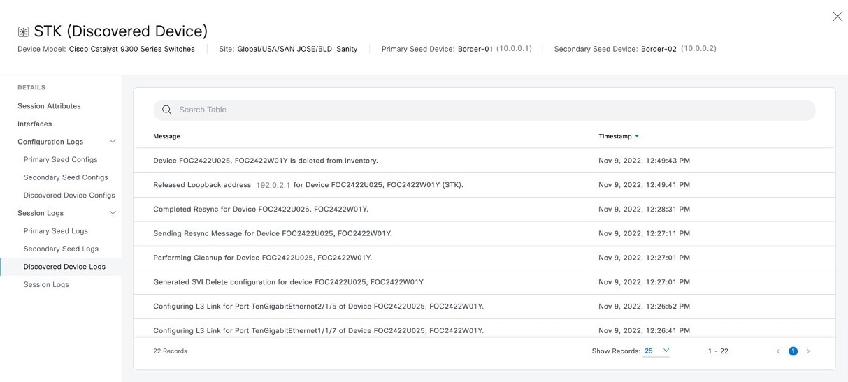 Discovered Device Logs