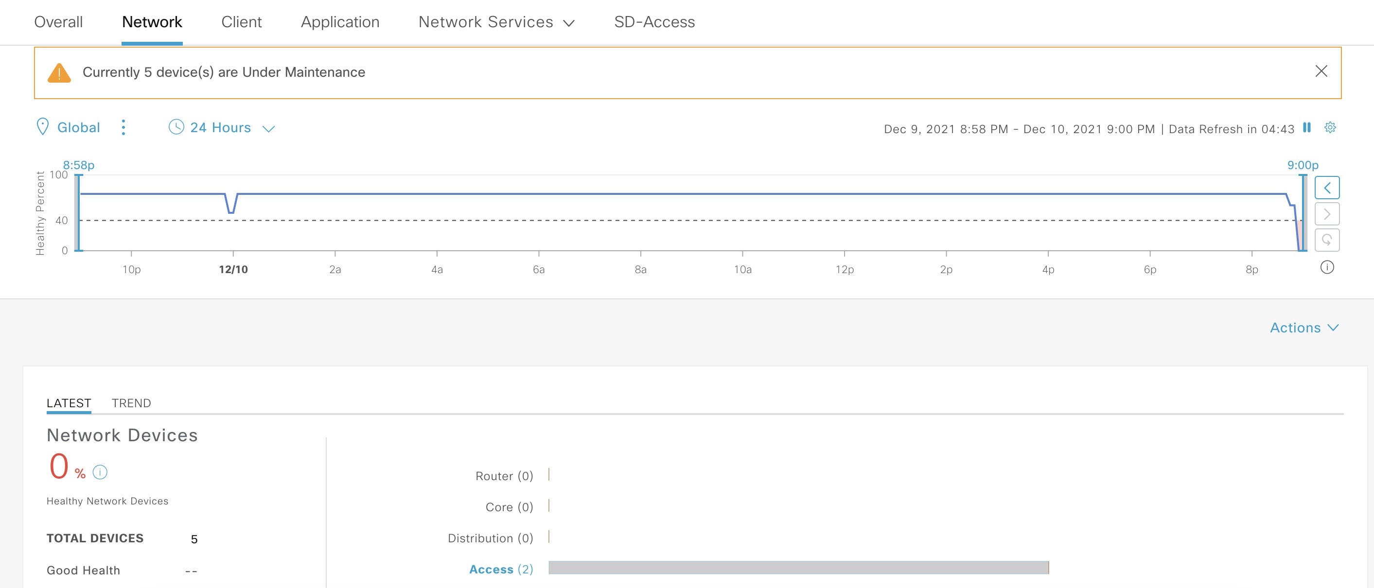 Figure 11: Device 360 page showing maintenance banner.