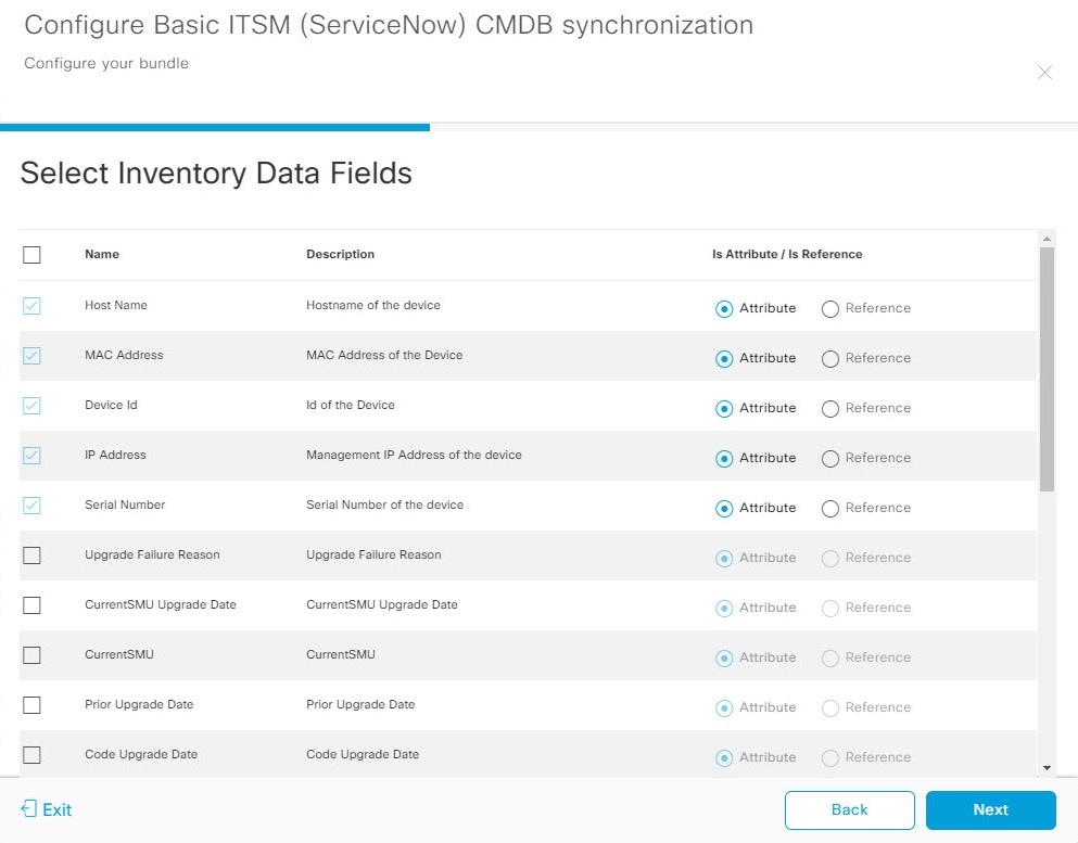 Figure 13: Inventory Data Fields window.