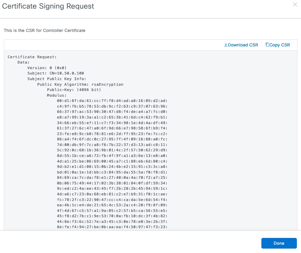 New CSR opened in Certificate Signing Request window.