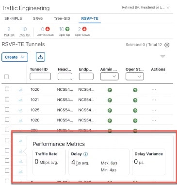 RSVP-TE Tunnel Performance Metrics in the Traffic Engineering Table