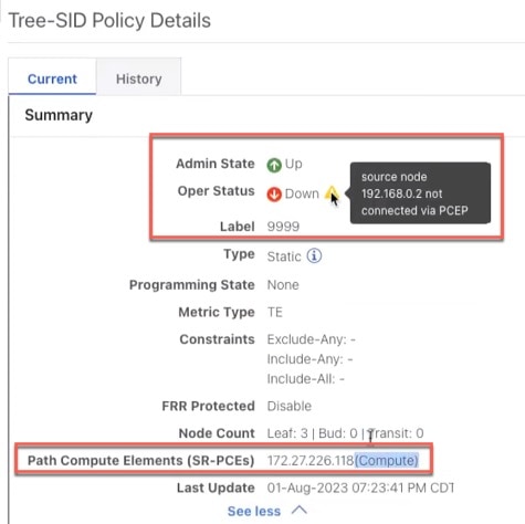 PCE Warnings and Path Compute Elements