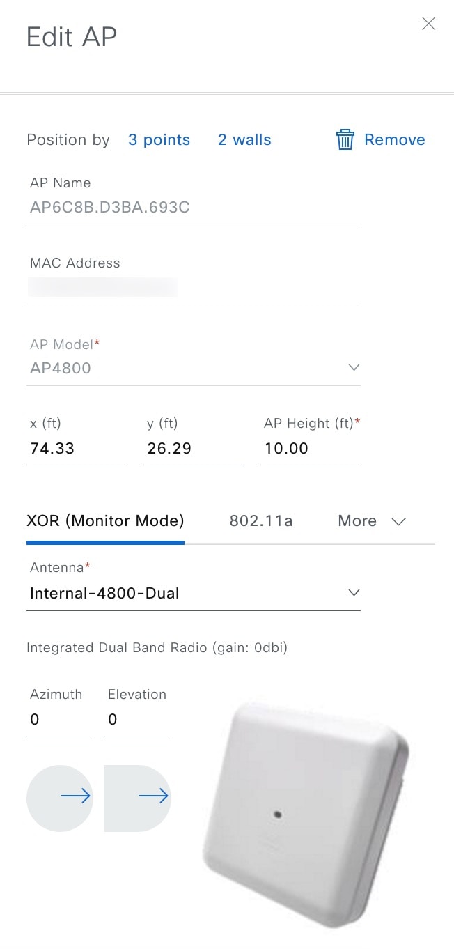 The Edit AP slide-in pane displays fields, such as AP Name and AP Model, that you can edit.