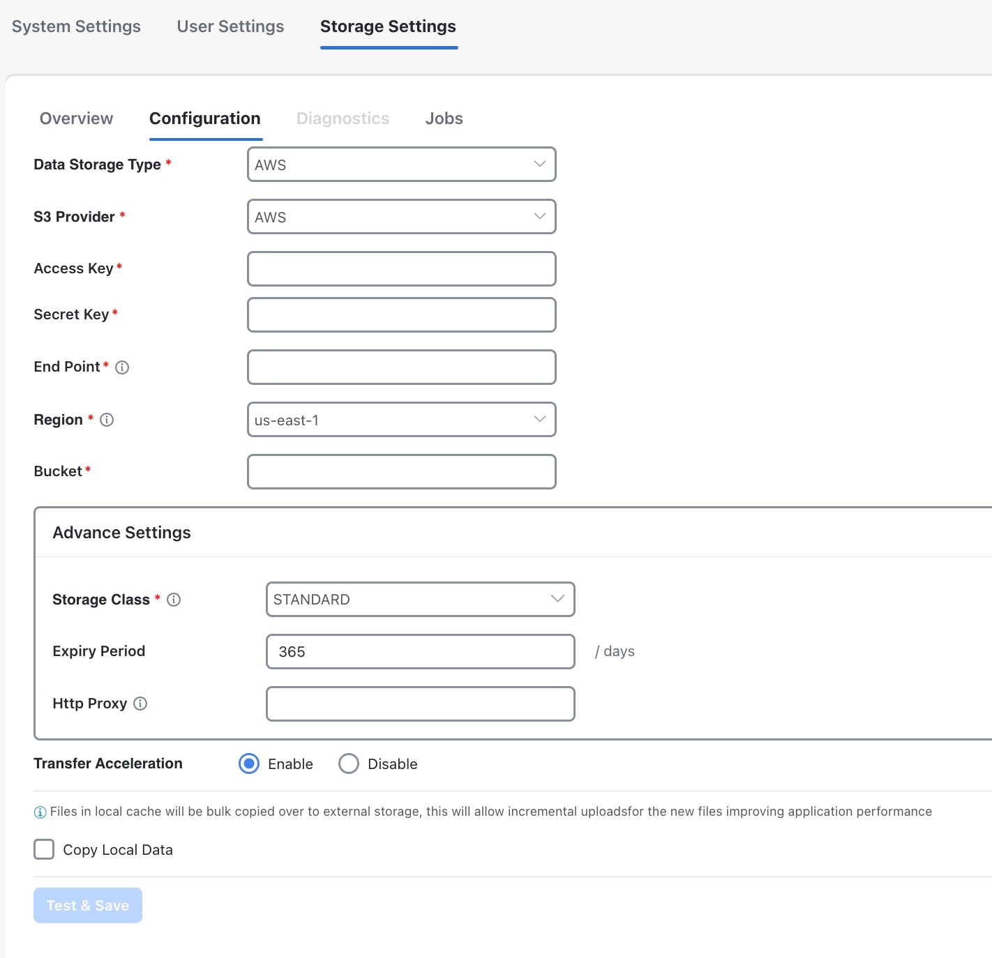 External Storage Settings