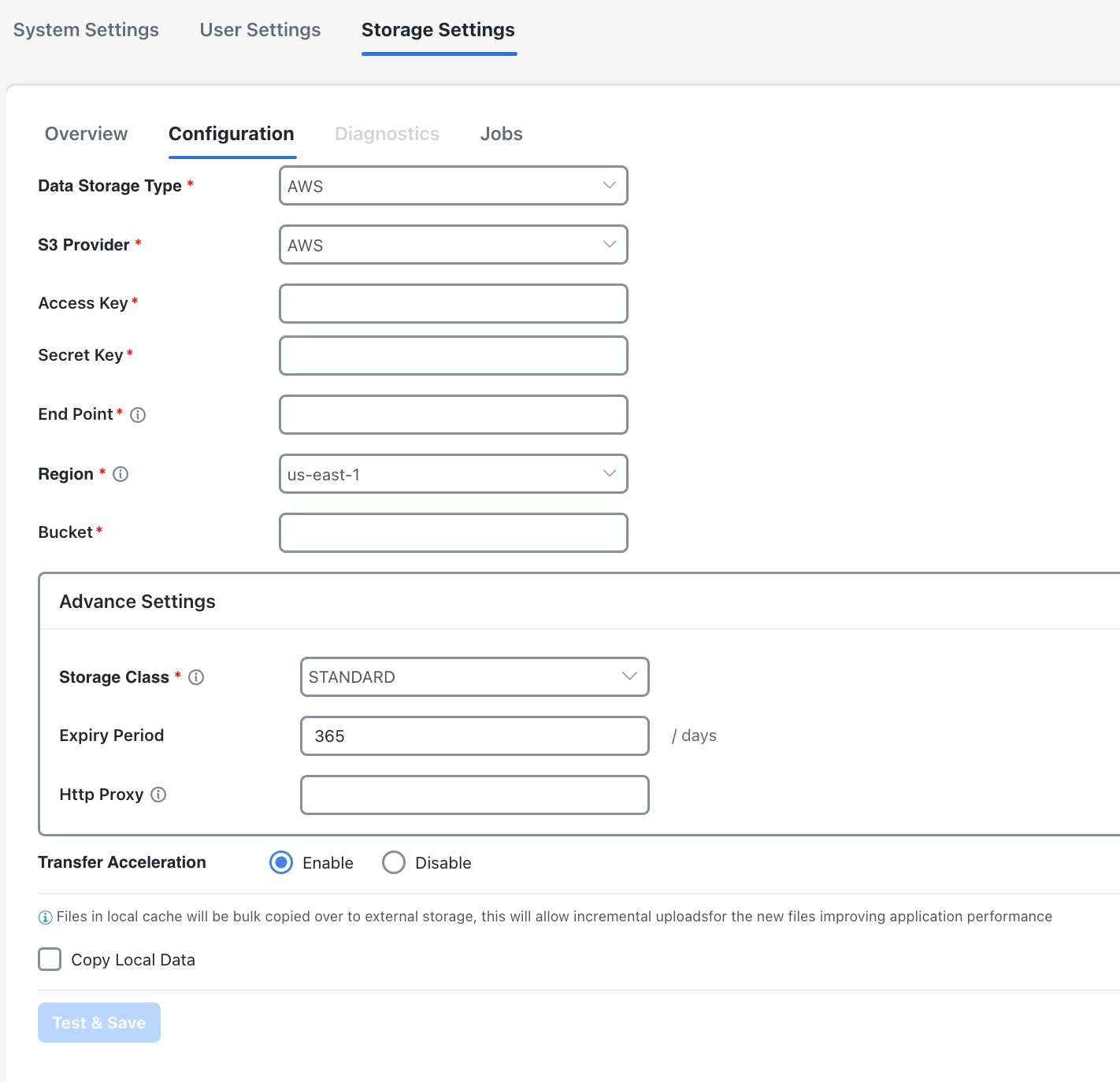 External Storage Settings