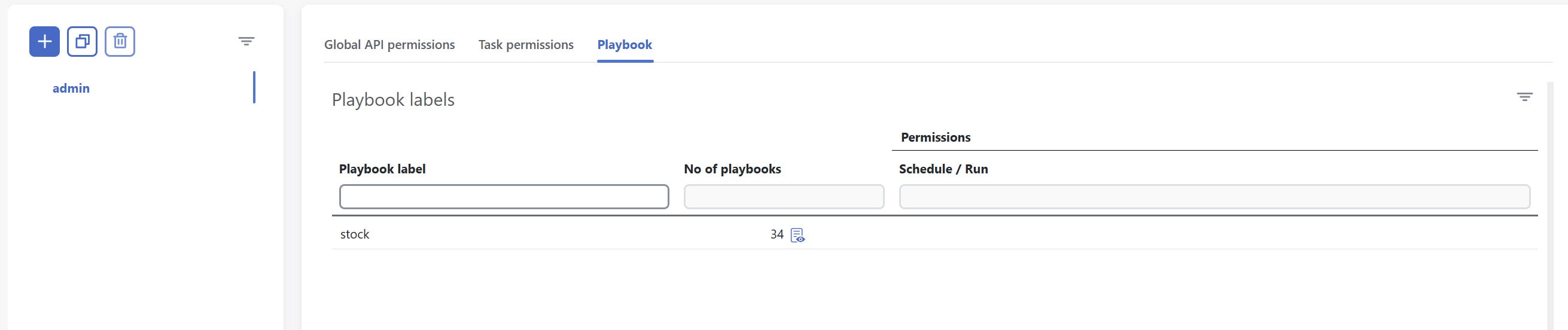 Playbook labels