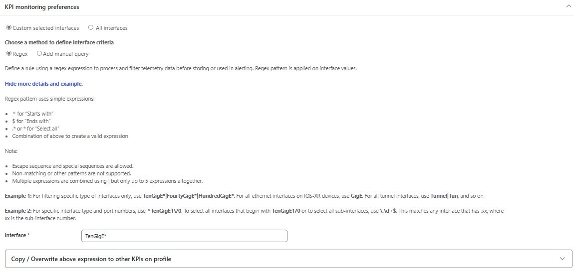 KPI monitoring preferences