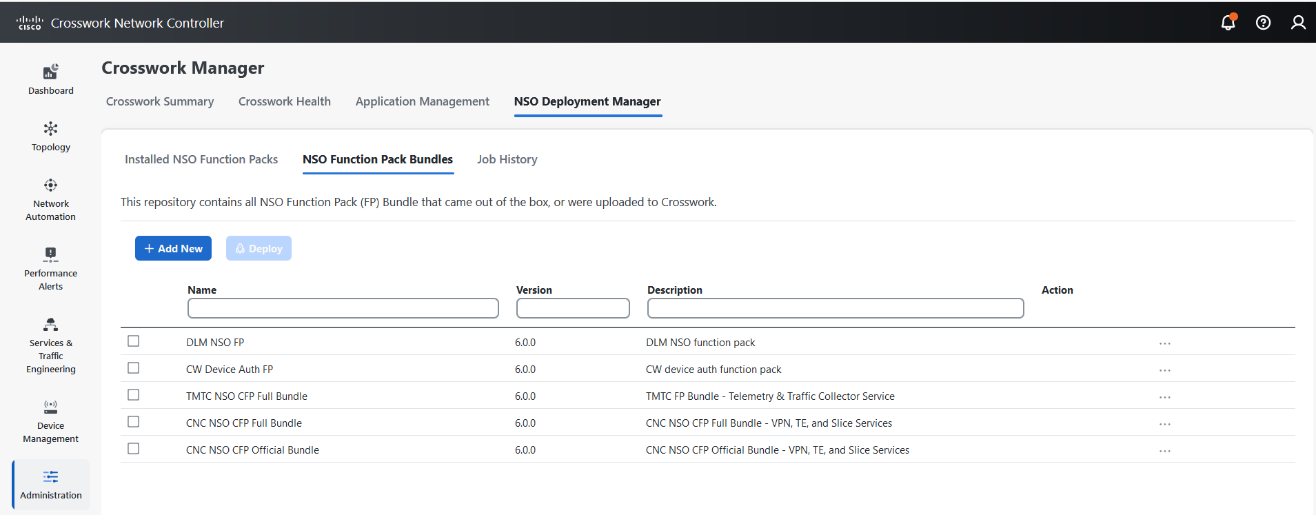 NSO Deployment Manager Window