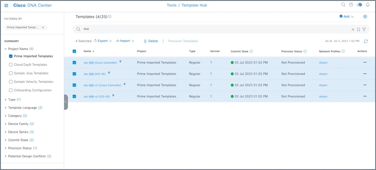 Screenshot of the Template Hub window.