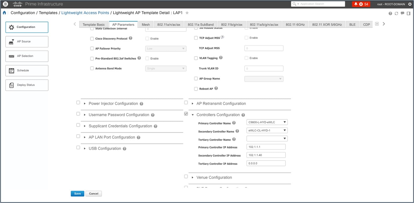 The Lightweight Access Points window.