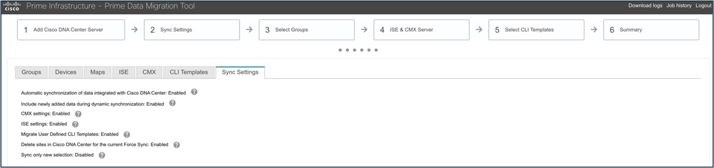 The dynamic sync and CMX settings.