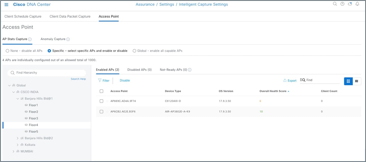 The Intelligent Capture Settings window.