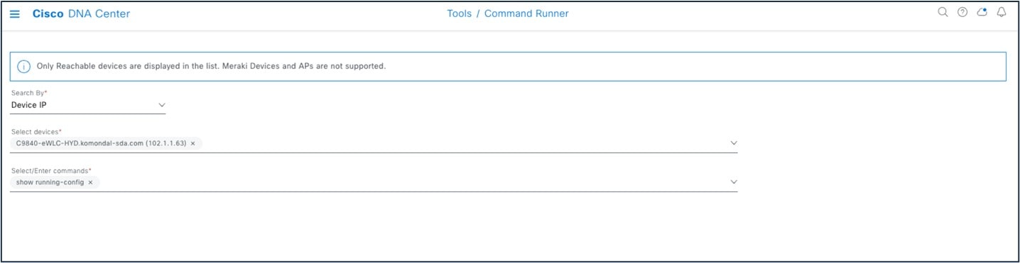 Command Runner exports the running configuration.