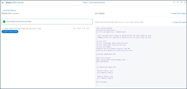 Cisco DNA Center exports the wireless configuration.