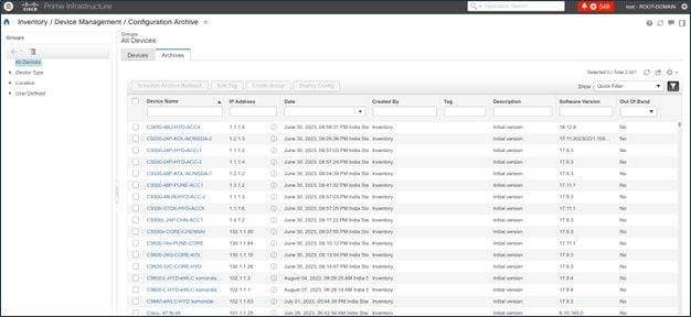 The Cisco Prime Infrastructure archive summary.