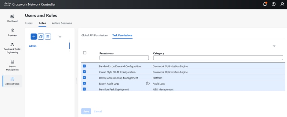 Users and Roles Window