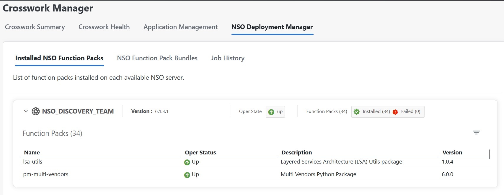 Installed NSO Function Packs Window