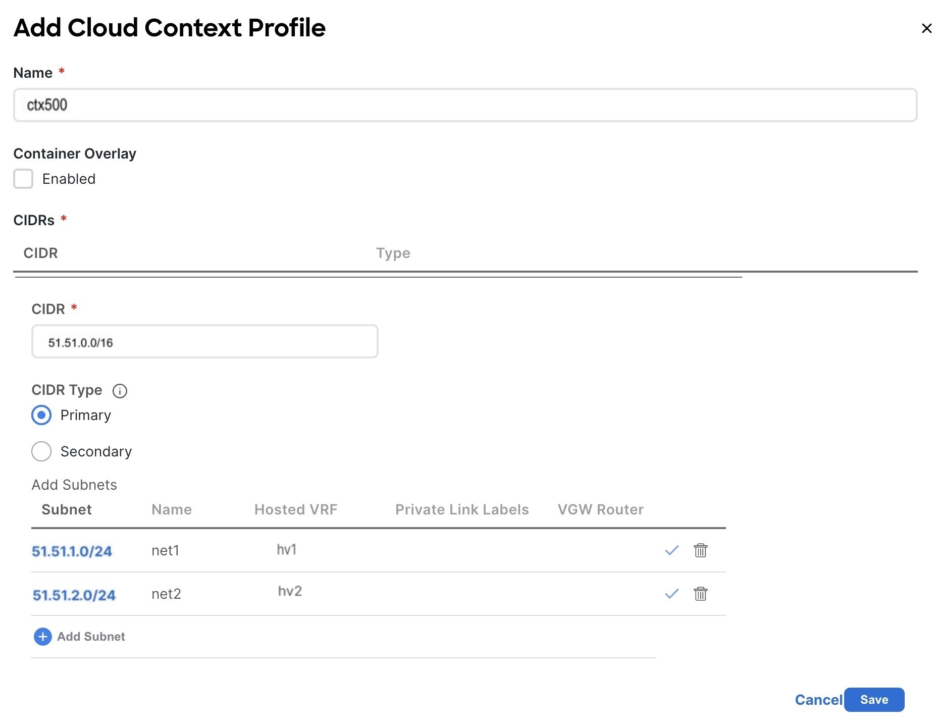 Update Cloud Context Profile.