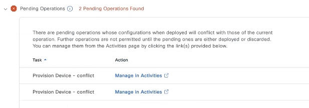 The Pending Operations dashlet lists the pending operations that conflict with the current operation.