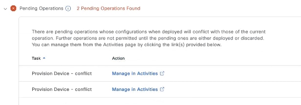 The Pending Operations dashlet lists the pending operations that conflict with the current operation.