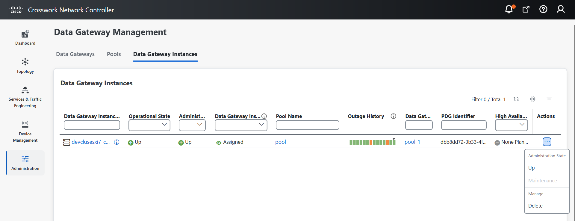 Data Gateway Instances Window