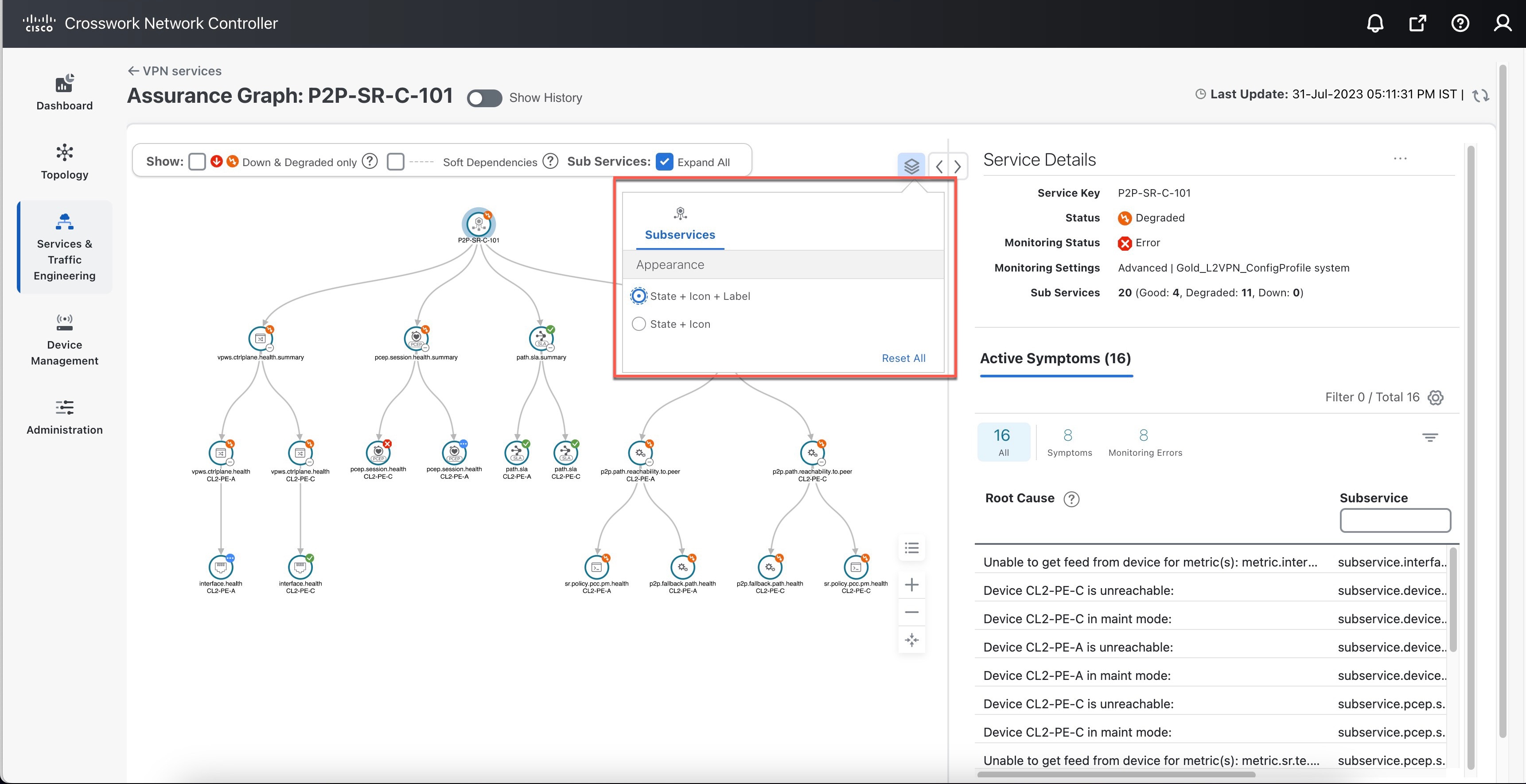 Appearance Option in Assurance Graph