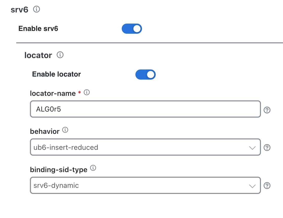 ODN-Template SRv6 options