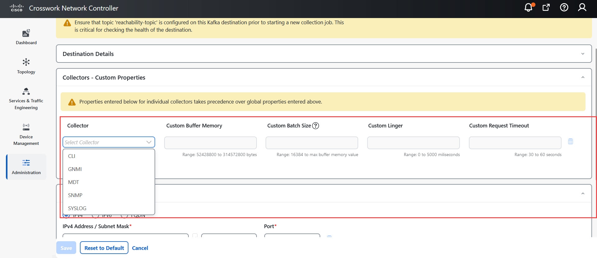 Add Destination Window