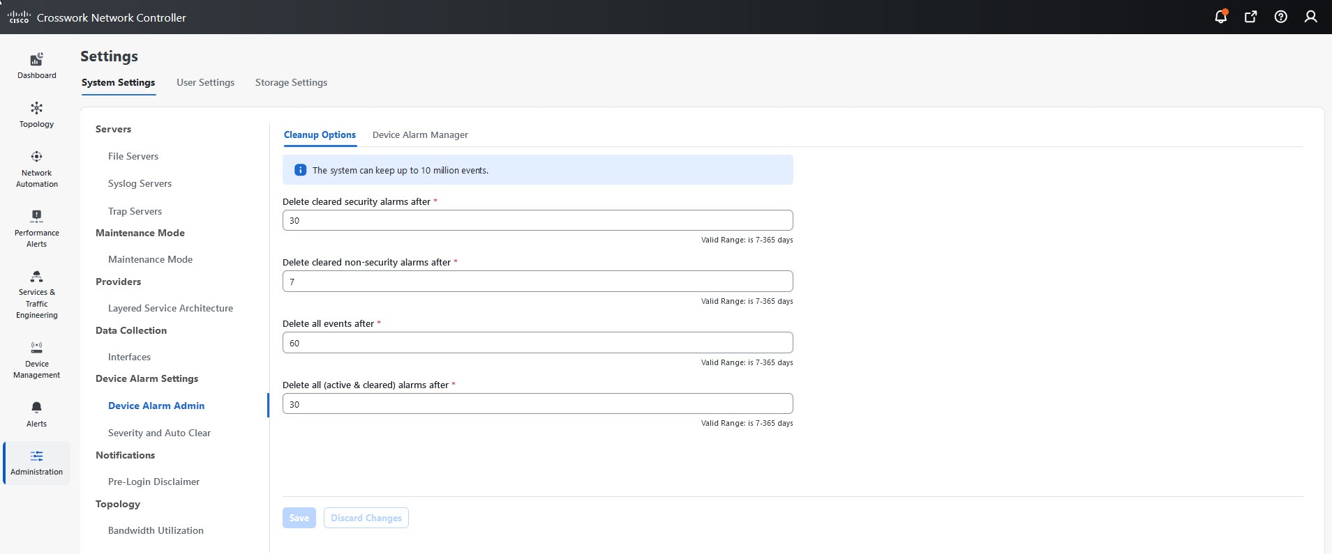 Alert Cleanup Options