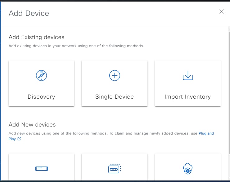 Displays methods to add devices to your network.