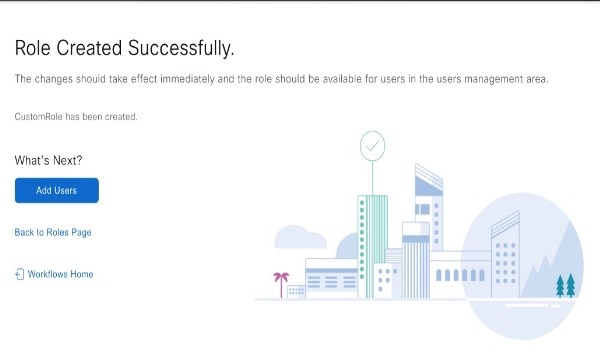 [Role Created Successfully] ウィンドウの [What's Next] の下に、[Add Users] ボタンが表示されます。