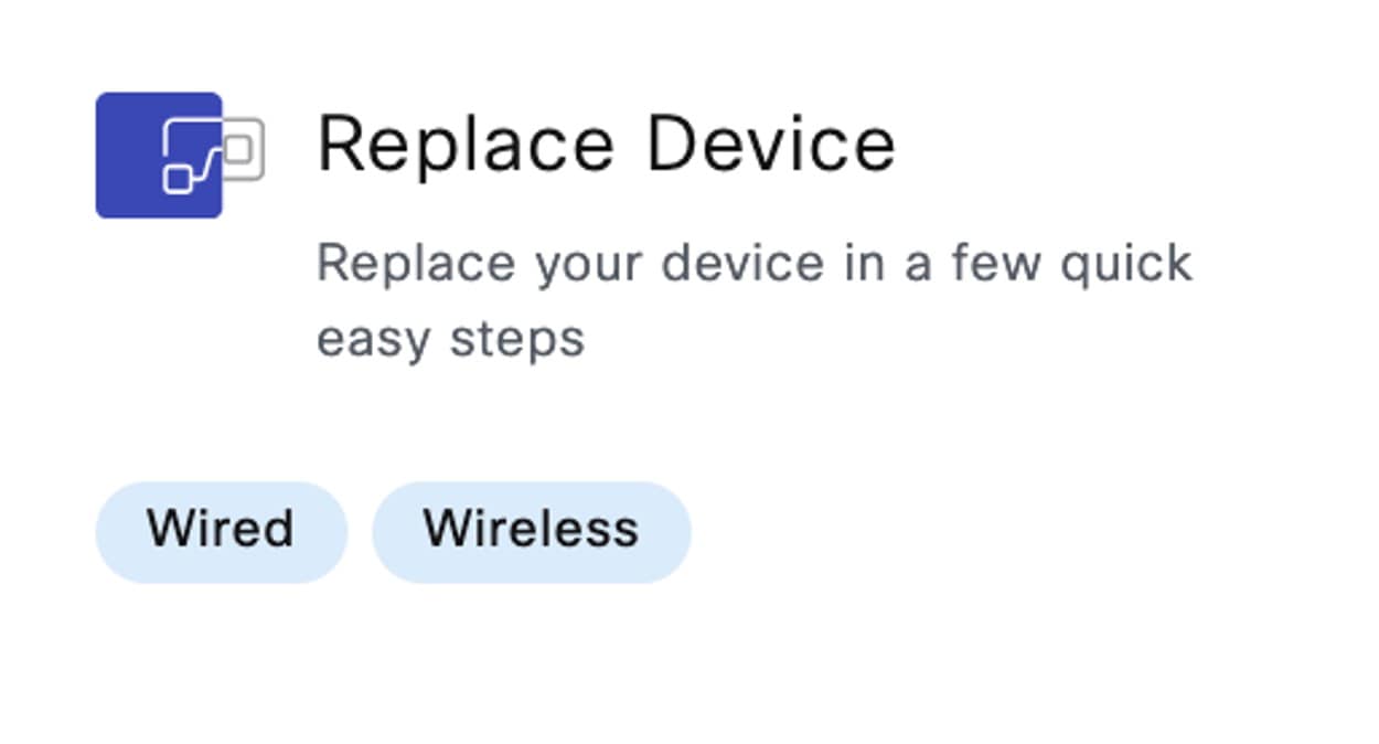 The Replace Device option is displayed for wired and wireless devices.