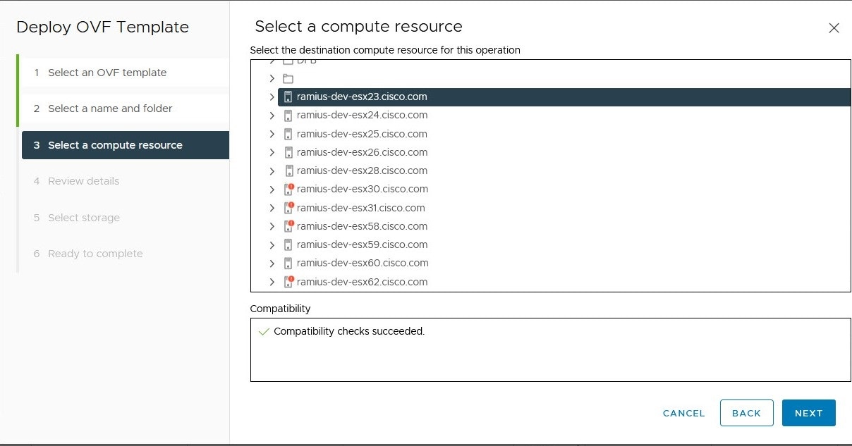 Deploy OVF Template - Select a computer resource Window