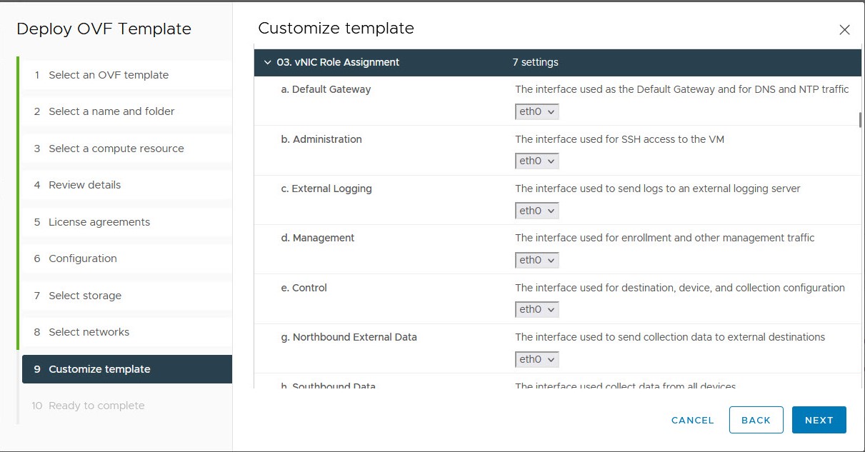 Deploy OVF Template - Customize Template for Single vNIC deployment