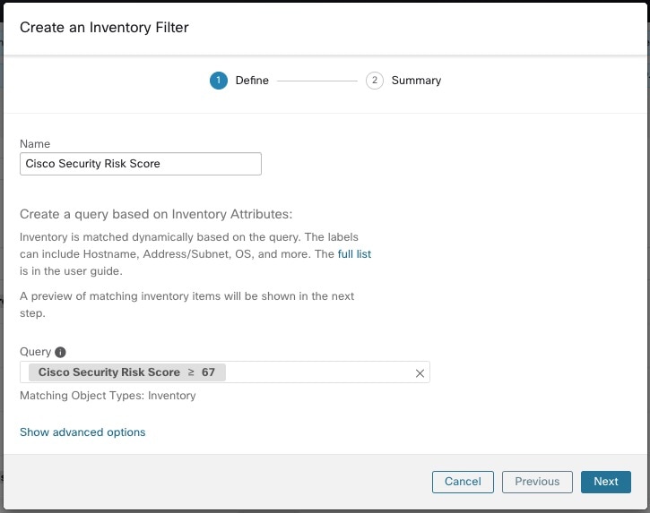 Inventory filter CVSS